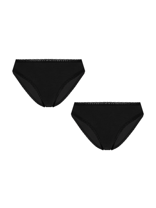 Bio-Baumwoll-Slip mit Spitze – 2er Pack