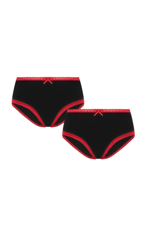 Bio-Baumwoll-Hipster mit Spitze & Schleife - 2er Pack