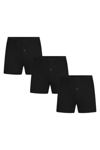 Bio-Baumwoll-Boxershorts mit Holzknopf - 3er Pack
