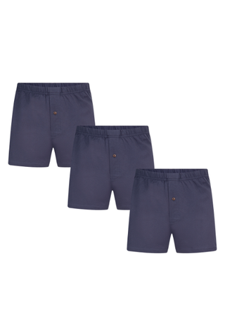 Bio-Baumwoll-Boxershorts mit Holzknopf - 3er Pack