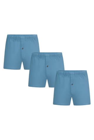 Bio-Baumwoll-Boxershorts mit Holzknopf - 3er Pack