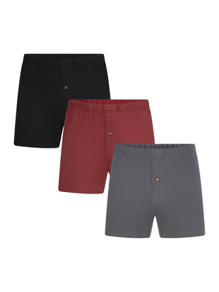 Bio-Baumwoll-Boxershorts mit Holzknopf - 3er Pack