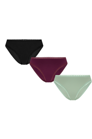 Bio-Baumwoll-Slip mit Spitze – 3er Pack