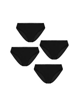 Bio-Baumwoll-Slip mit Spitze – 4er Pack