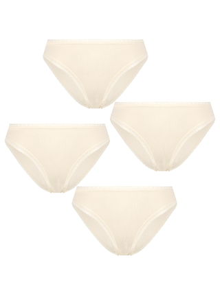 Bio-Baumwoll-Slip mit Spitze – 4er Pack