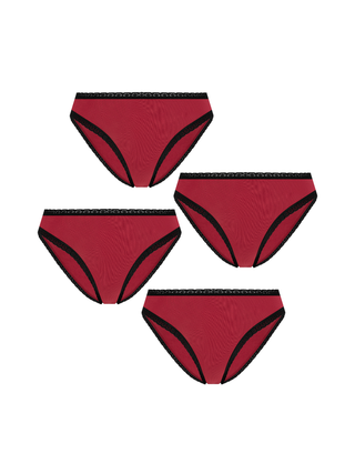 Bio-Baumwoll-Slip mit Spitze – 4er Pack