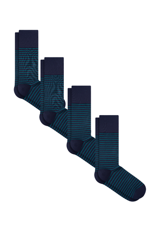 Bio-Baumwoll-Socken mit längerem Bündchen - 4er Pack