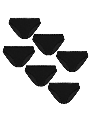 Bio-Baumwoll-Slip mit Spitze – 6er Pack