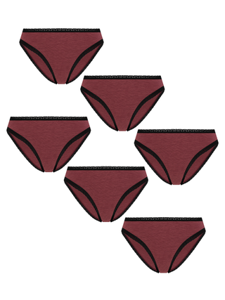 Bio-Baumwoll-Slip mit Spitze – 6er Pack