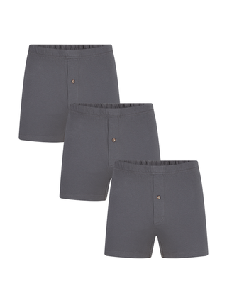 Bio-Baumwoll-Boxershorts mit Holzknopf - 3er Pack