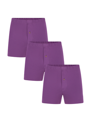 Bio-Baumwoll-Boxershorts mit Holzknopf - 3er Pack
