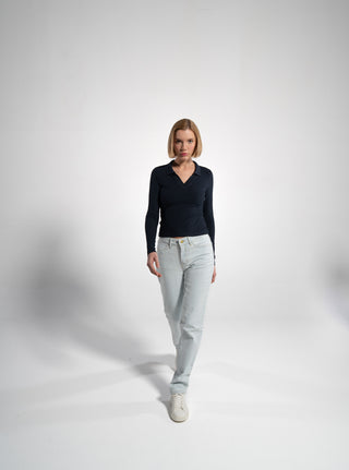 2ER SET DAMEN LANGARM BLUSE | NAVY/ZARTES BEIGE