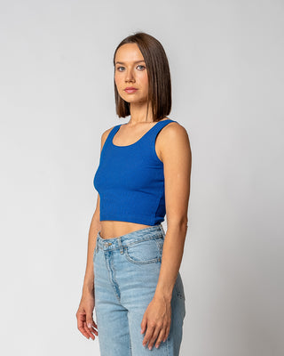 WOMEN'S RIBBED CROP TOP | GALACTIC COBALT