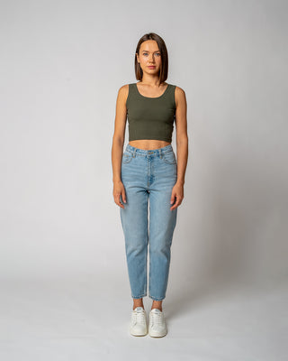 WOMEN'S RIBBED CROP TOP | GRAPE LEAF