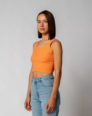 WOMEN'S RIBBED CROP TOP | CADMIUM ORANGE