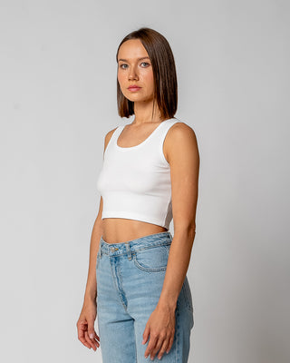 WOMEN'S RIBBED CROP TOP | WHITE