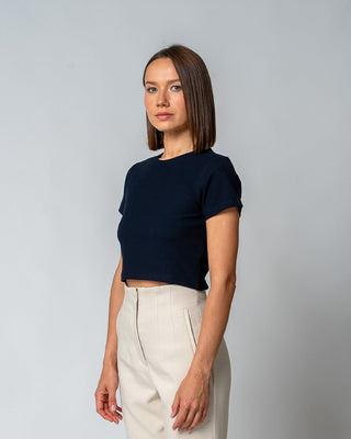 Geripptes Cropped T-Shirt | Bild 7