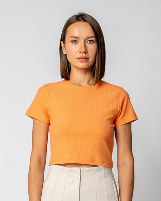 Geripptes Cropped T-Shirt