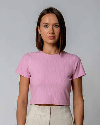 Geripptes Cropped T-Shirt