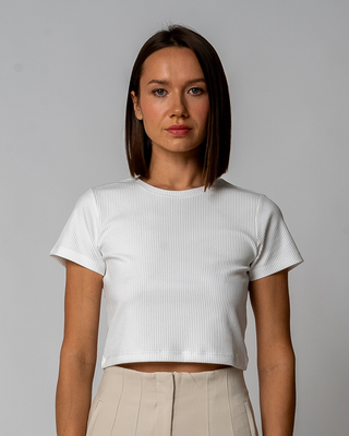 Geripptes Cropped T-Shirt
