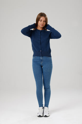 Damen Strickjacke mit Rundhalsausschnitt