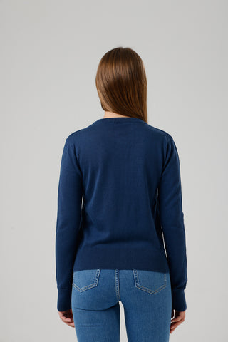 Damen Strickjacke mit Rundhalsausschnitt