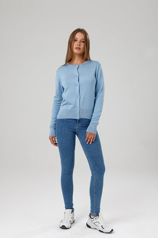 Damen Strickjacke mit Rundhalsausschnitt