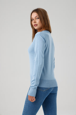 Damen Strickjacke mit Rundhalsausschnitt
