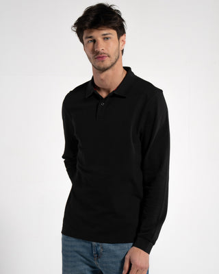 2ER SET HERREN LANGARM-POLOSHIRT | SCHWARZ/SENFGELB