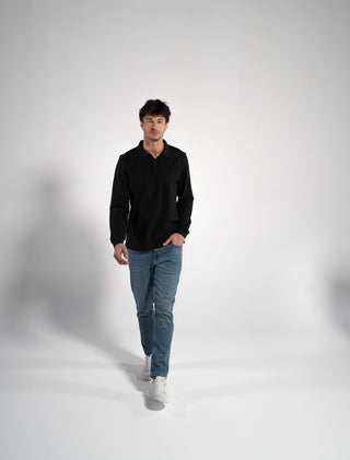 2ER SET HERREN LANGARM-POLOSHIRT | SCHWARZ/SENFGELB