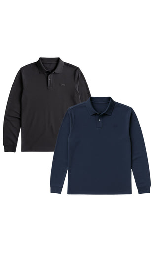 2er Set Langarm-Poloshirt