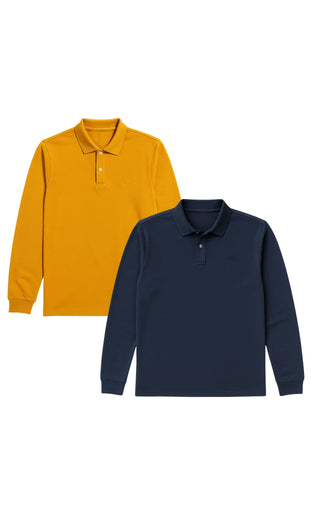 2er Set Langarm-Poloshirt